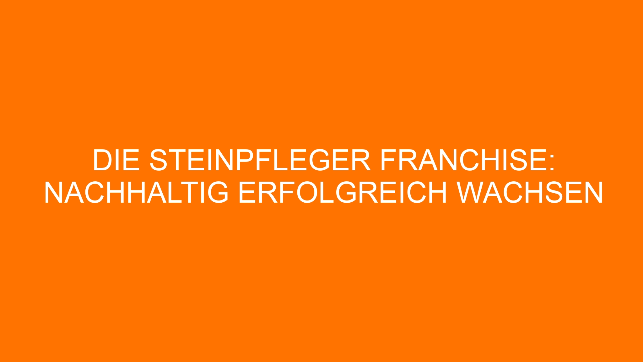 Die Steinpfleger Franchise: Nachhaltig erfolgreich wachsen