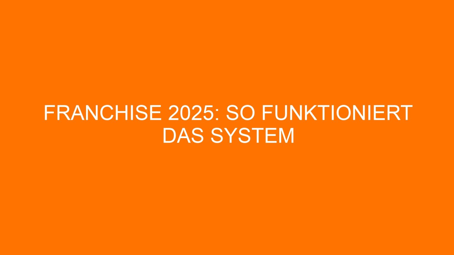 Franchise 2025 So funktioniert das System FranchiseONE.de