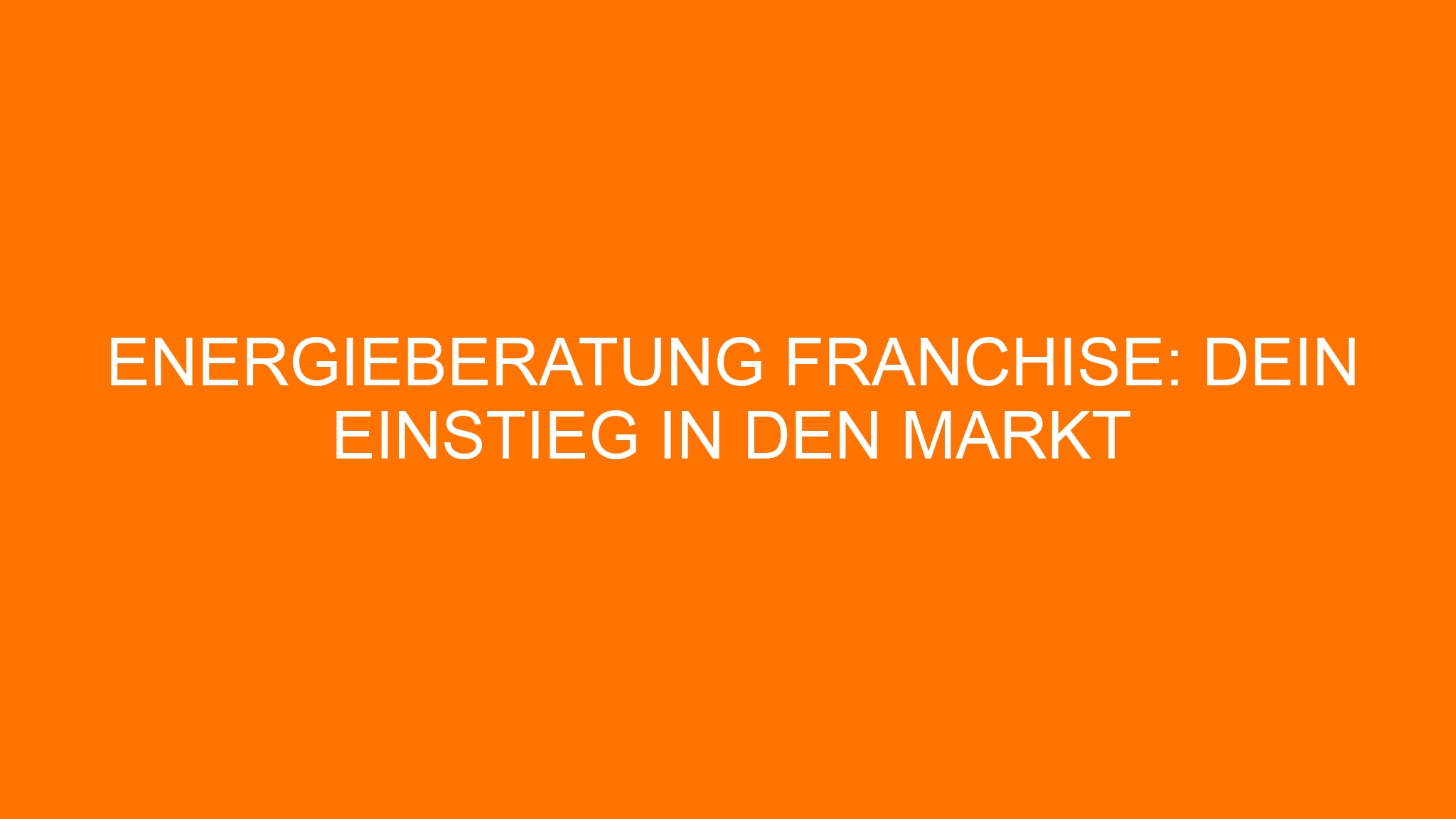 Energieberatung Franchise: Dein Einstieg in den Markt