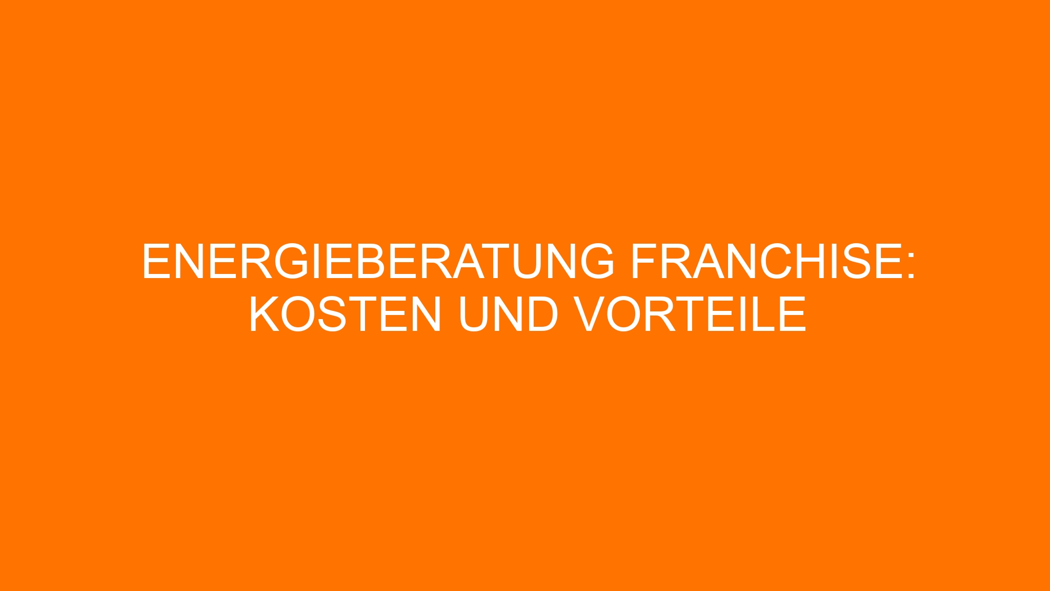 Energieberatung Franchise: Kosten und Vorteile